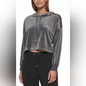 Women's Gray Velvet Hoodie